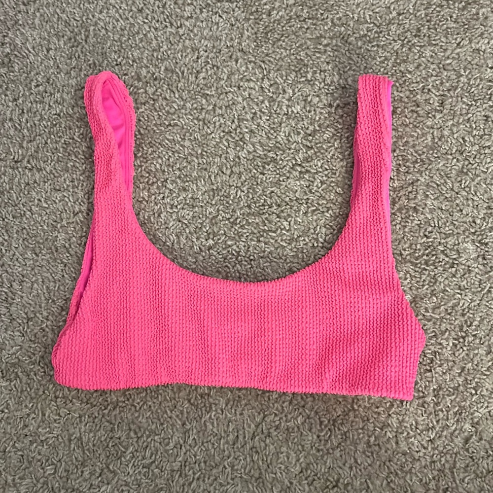 Daily Drills Pink Ribbed Bikini Top - Small